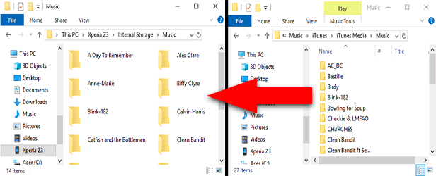 Copy music from iTunes to Android with Windows File Explorer