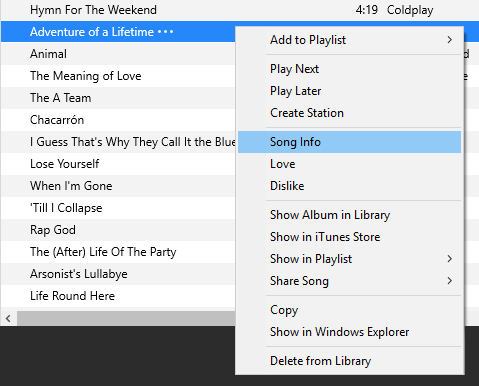 access song info in itunes