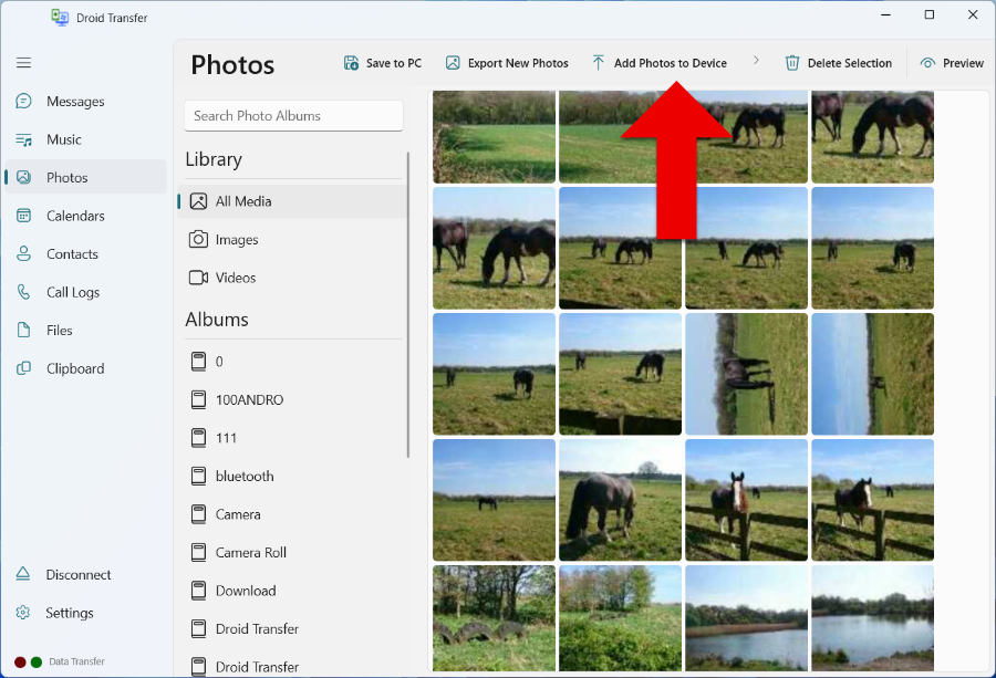 How to transfer photos from PC to Android