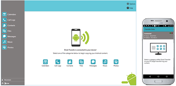 Connect Android with Droid Transfer
