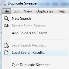 Duplicate Sweeper load saved search results
