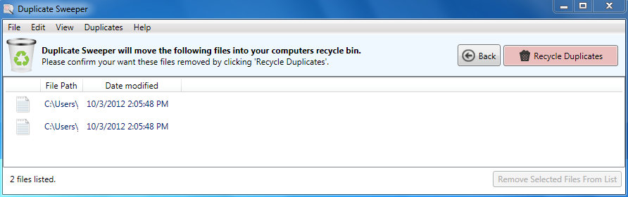 Remove and recycle duplicate files using Duplicate Sweeper