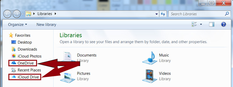 Store files on iCloud or OneDrive