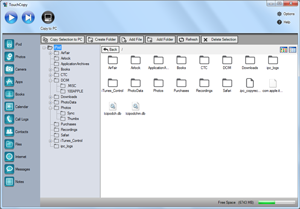 TouchCopy files feature screenshot