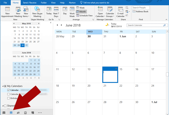 Outlook calendars