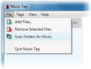 Scan folders for music menu option