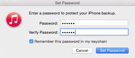 How to set iPhone backup encryption password