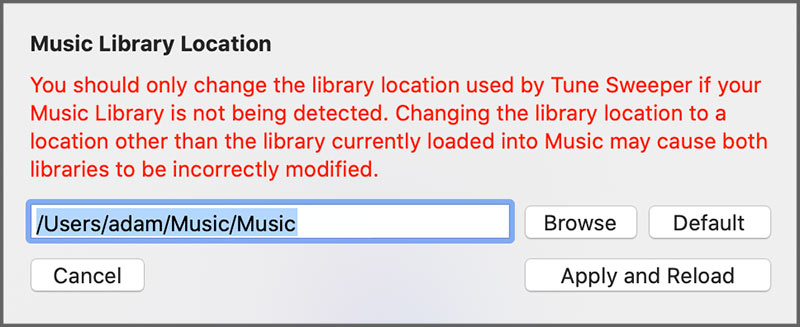 Set iTunes library location on Mac