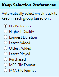 Choose preferences to select duplicates automatically