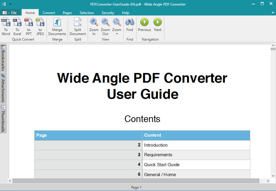 Wide Angle PDF Converter application