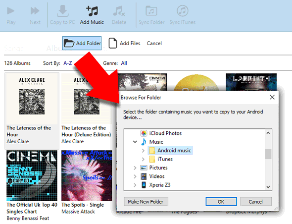 Add music from pc to Android