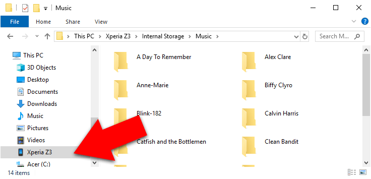 Access music on Android with Windows File Explorer