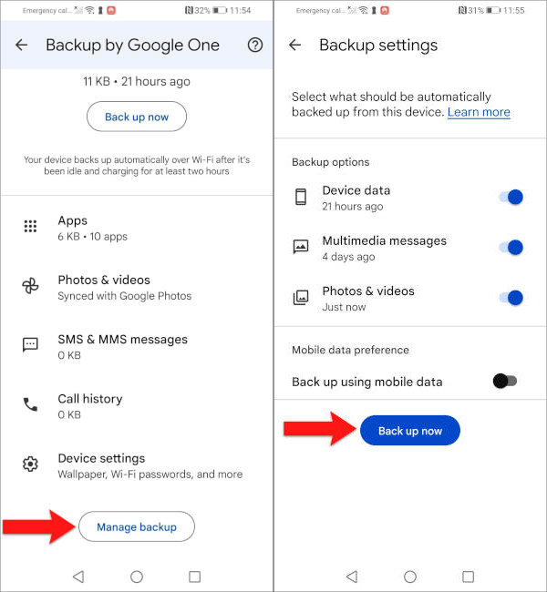 Where does Google store SMS backup?