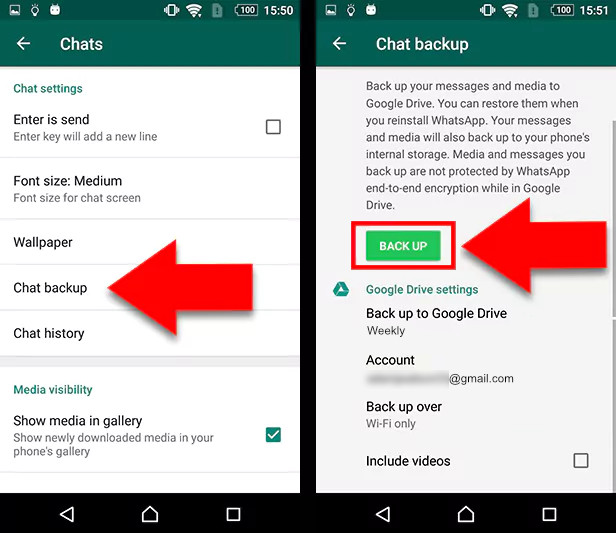 Backup WhatsApp Chats to Google Drive