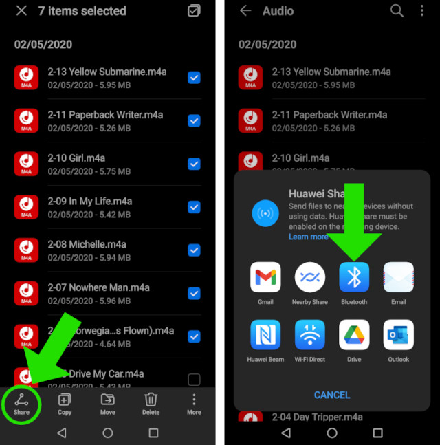 Transfer music from Android to Android using Bluetooth