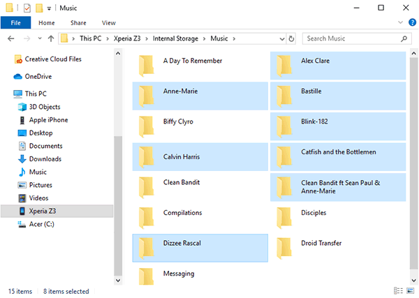 Copy Android Music with Windows File Explorer