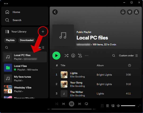 Creating a Spotify playlist using local music from PC