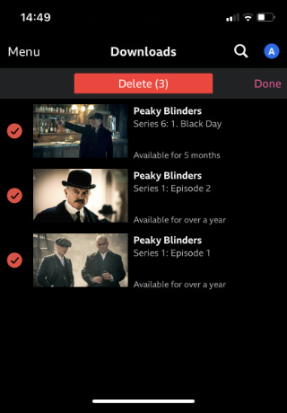 Delete downloaded iPlayer videos from iPhone