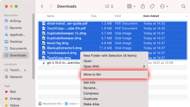 Delete downloads on Mac