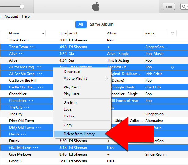 Delete duplicate tracks in iTunes