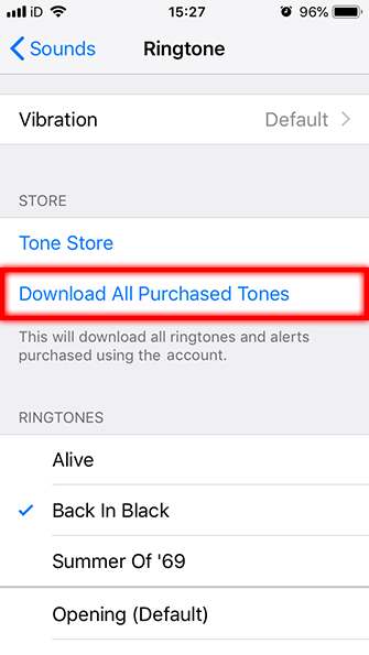 how to download purchased ringtones on iPhone