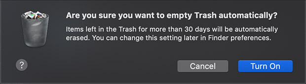 Automatically empty trash on Mac