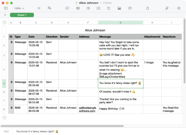 Saving Mac Messages to CSV with Messages Export Pro
