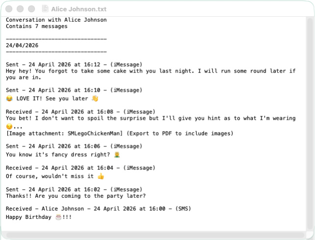Saving Mac Messages to Text with Messages Export Pro