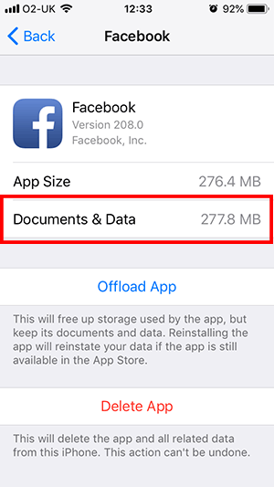 Facebook Documents and data for the Facebook app