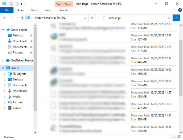 Find and delete large files from Windows PC