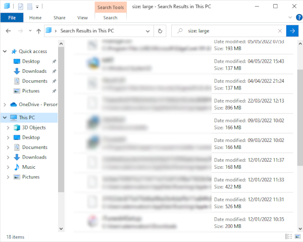 Find and delete large files from Windows PC