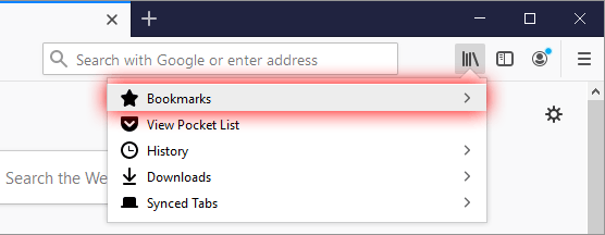 Access the Firefox Bookmarks menu