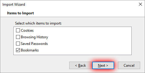 Import Bokomarks into Firefox