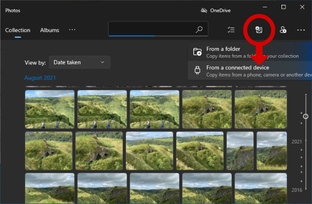 Import iPhone photos to PC with Windows Photos app