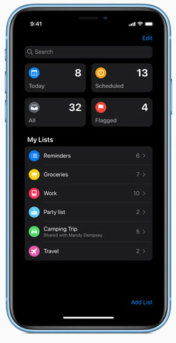 iOS 13 Reminders app