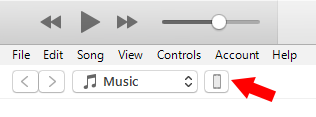 Select device icon in iTunes