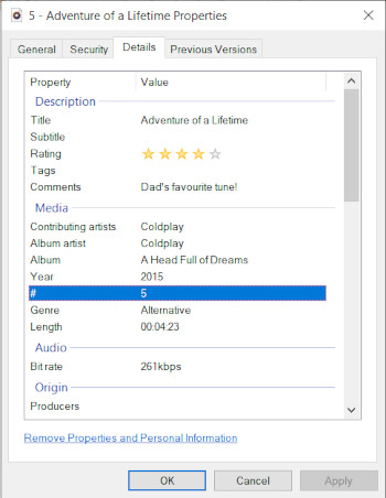 Viewing music metadata on Windows