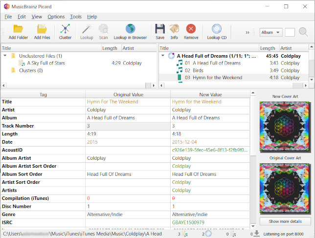 MusicBrainz Picard interface