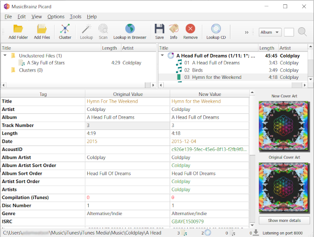 MusicBrainz Picard interface