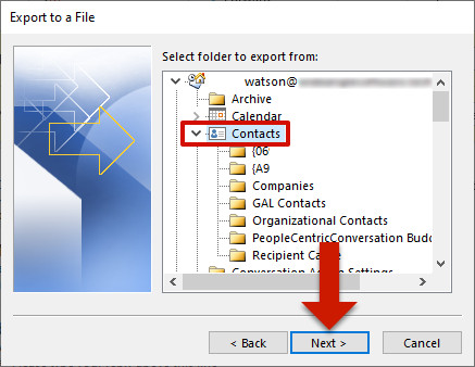 Outlook export contacts as csv file