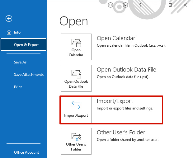 Outlook Import and Export