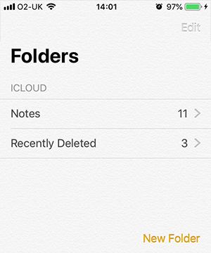 Recently deleted notes on iPhone