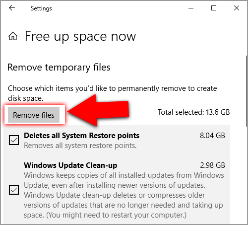 Storage Sense remove temporary files