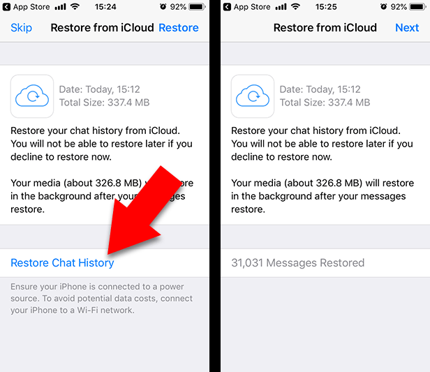 Transfer WhatsApp messages to a new iPhone