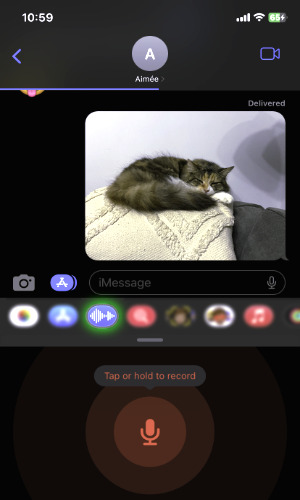 Sending an audio message on iPhone iOS 16