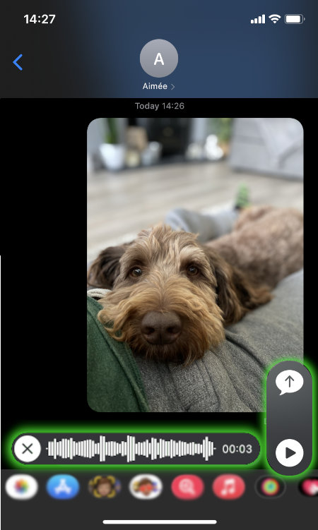 Sending an audio message on iPhone iOS 15