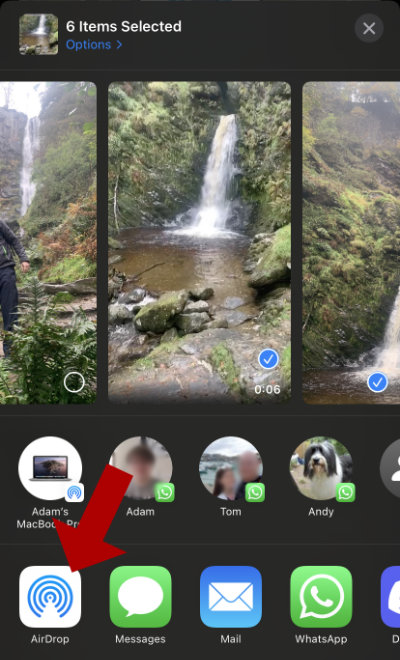 Send iPhone photos via AirDrop