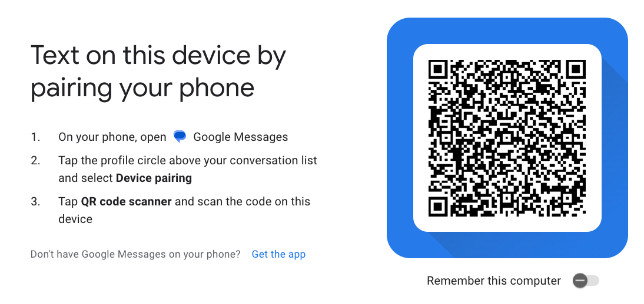 Setting up Google Messages for web