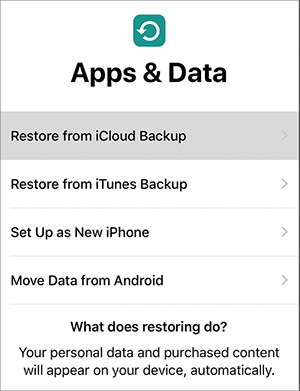 Setting up a new iPhone from a backup