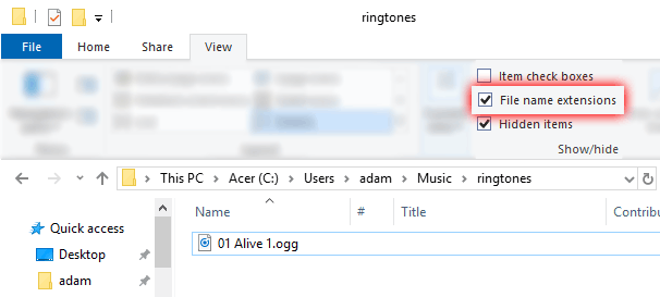 show file extensions in Windows